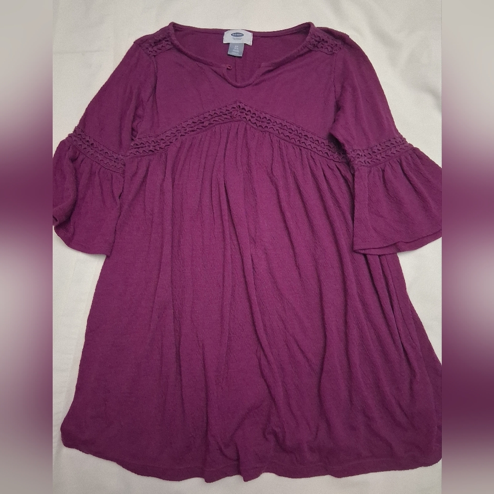 Old Navy Purple Blouse with Crochet Trim